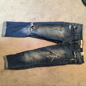 Abercrombie cropped ripped jeans